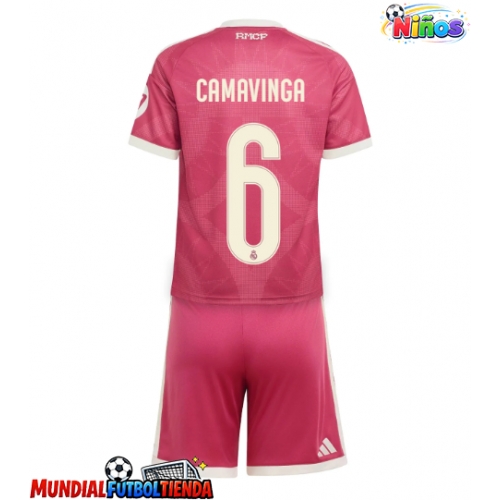 Camiseta Real Madrid Eduardo Camavinga #6 Tercera Equipación Replica 2026-27 para niños mangas cortas (+ Pantalones cortos)